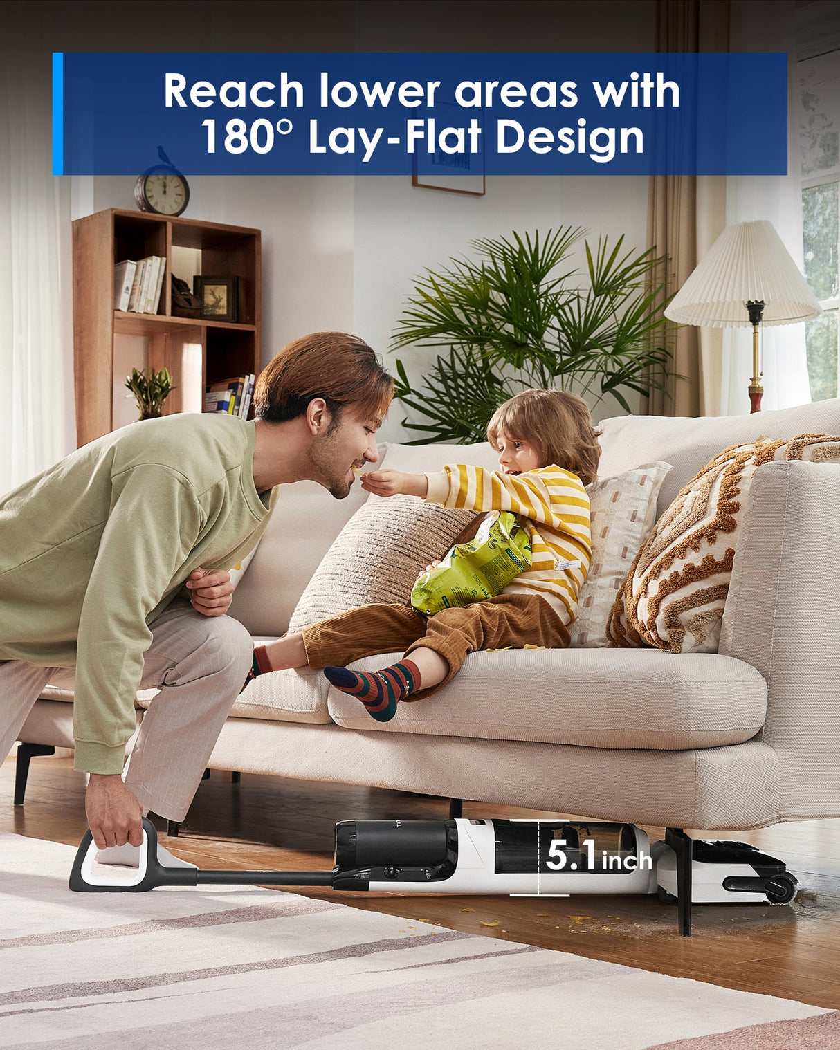 FLOOR ONE Switch S6 Stretch Plus - 65min, Smart 180° Lay Flat Wet Dry Cordless Vacuum Floor Washer & Mop Stick