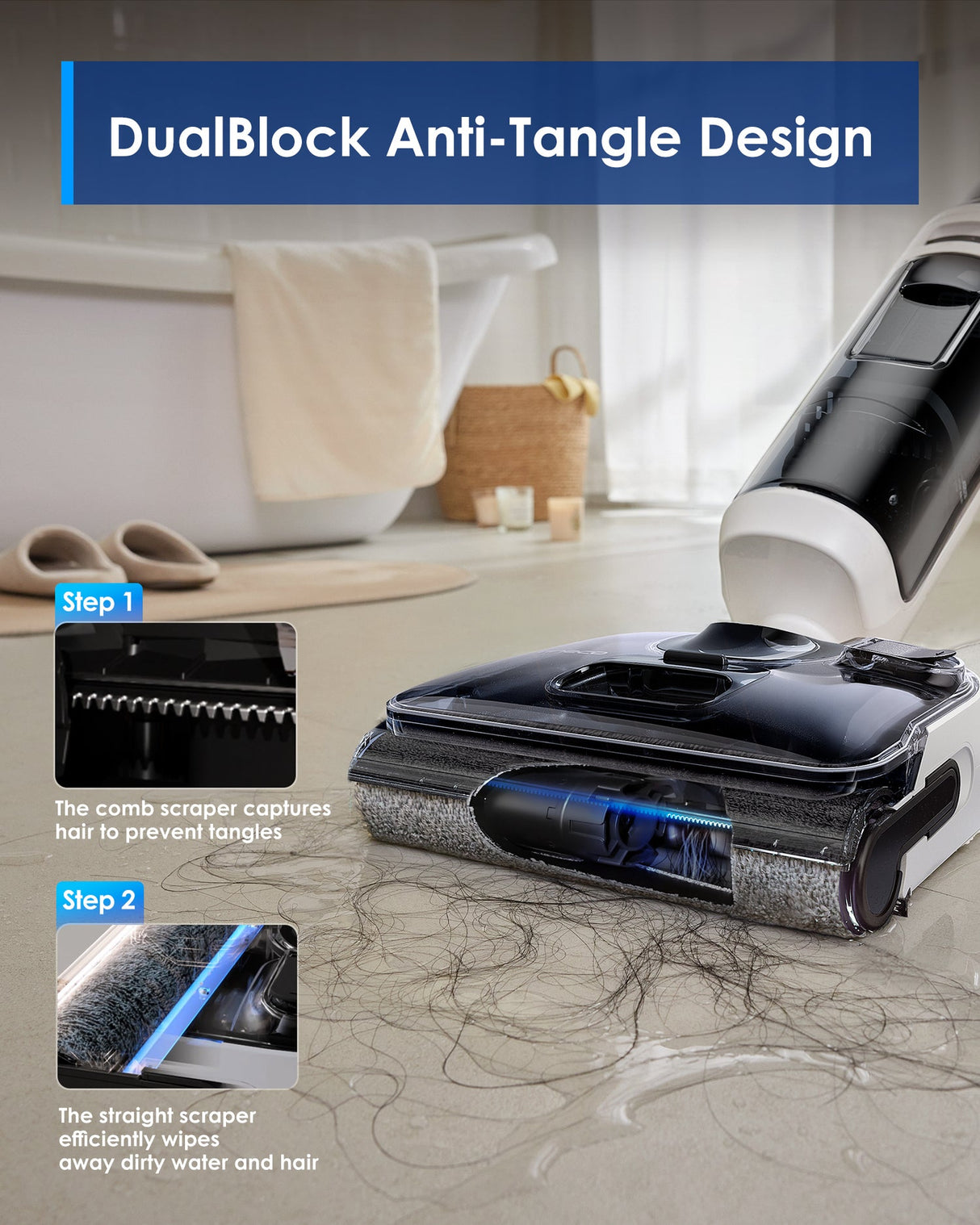 FLOOR ONE Switch S6 Stretch Plus - 65min, Smart 180° Lay Flat Wet Dry Cordless Vacuum Floor Washer & Mop Stick