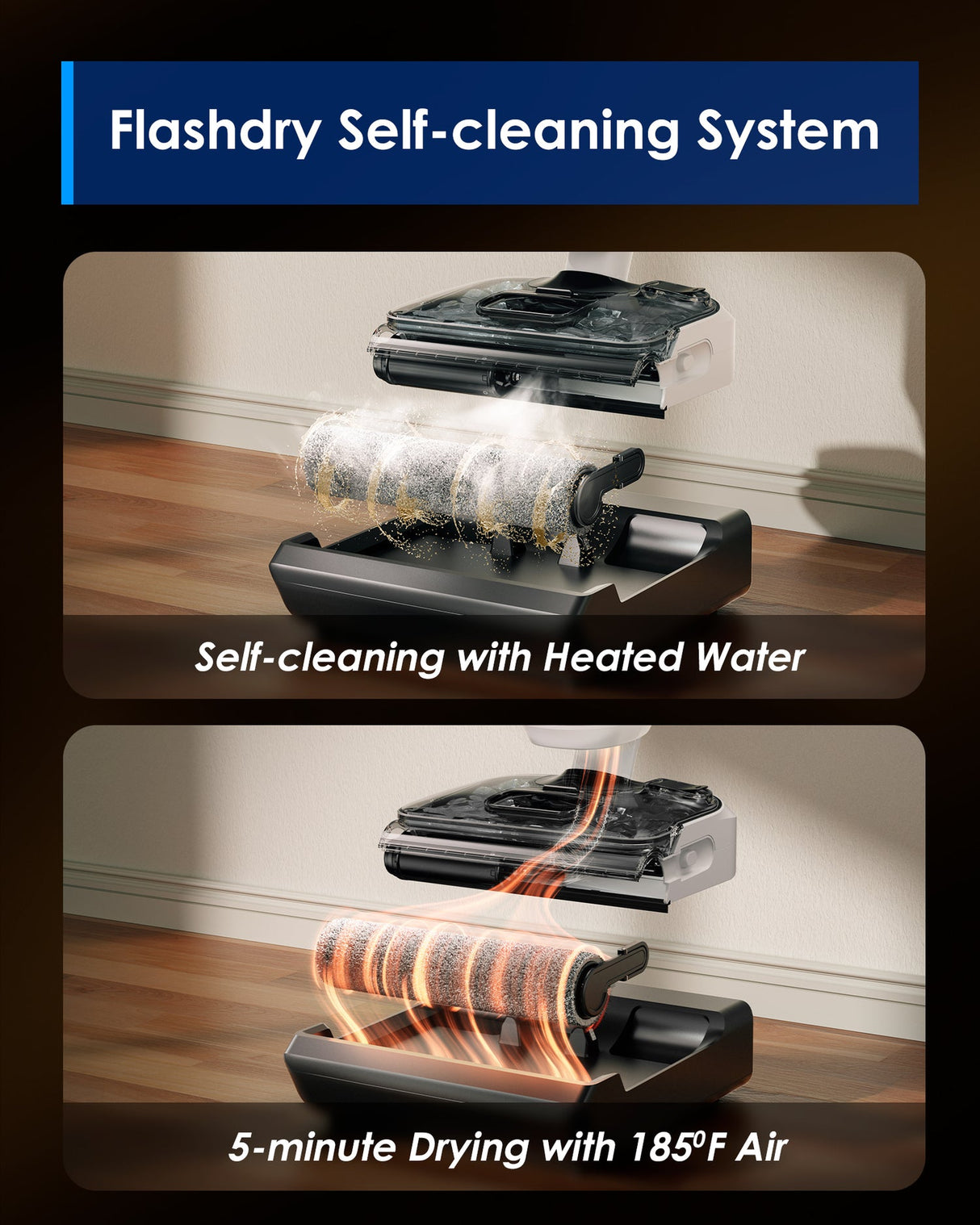 FLOOR ONE Switch S6 Stretch Plus - 65min, Smart 180° Lay Flat Wet Dry Cordless Vacuum Floor Washer & Mop Stick