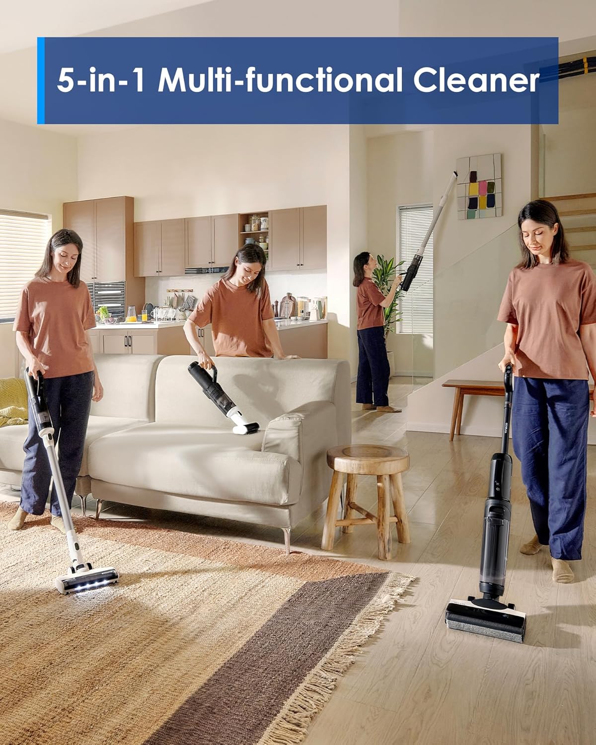 FLOOR ONE Switch S6 Stretch Plus - 65min, Smart 180° Lay Flat Wet Dry Cordless Vacuum Floor Washer & Mop Stick