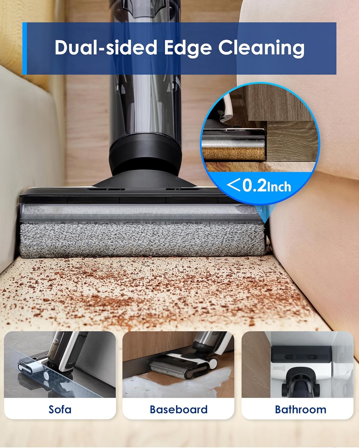 FLOOR ONE Switch S6 Stretch Plus - 65min, Smart 180° Lay Flat Wet Dry Cordless Vacuum Floor Washer & Mop Stick