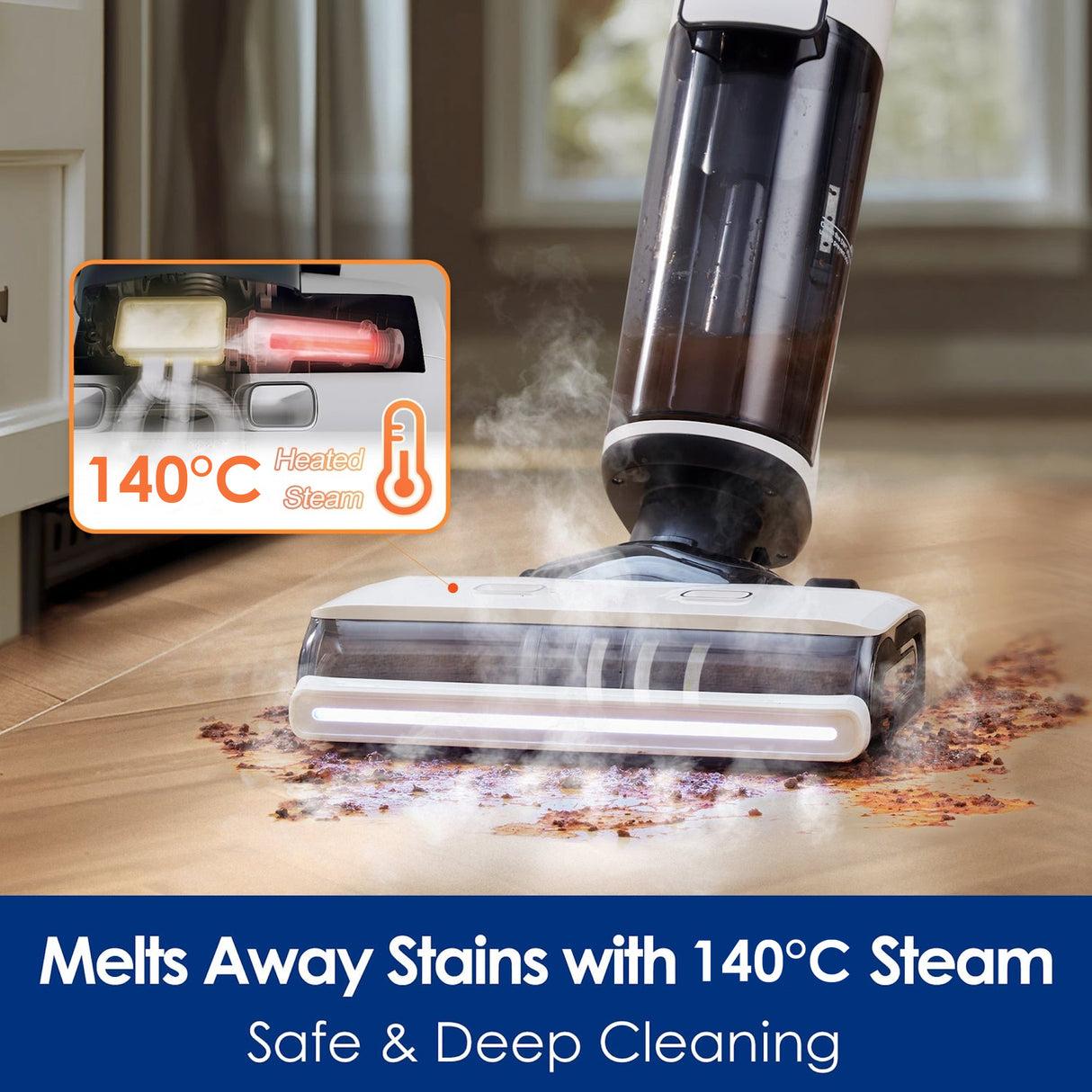 FLOOR ONE S7 Steam - 40min, Smart 140°C Wet Dry Cordless Vacuum Floor Washer & Mop Stick - UNBOXED DEAL