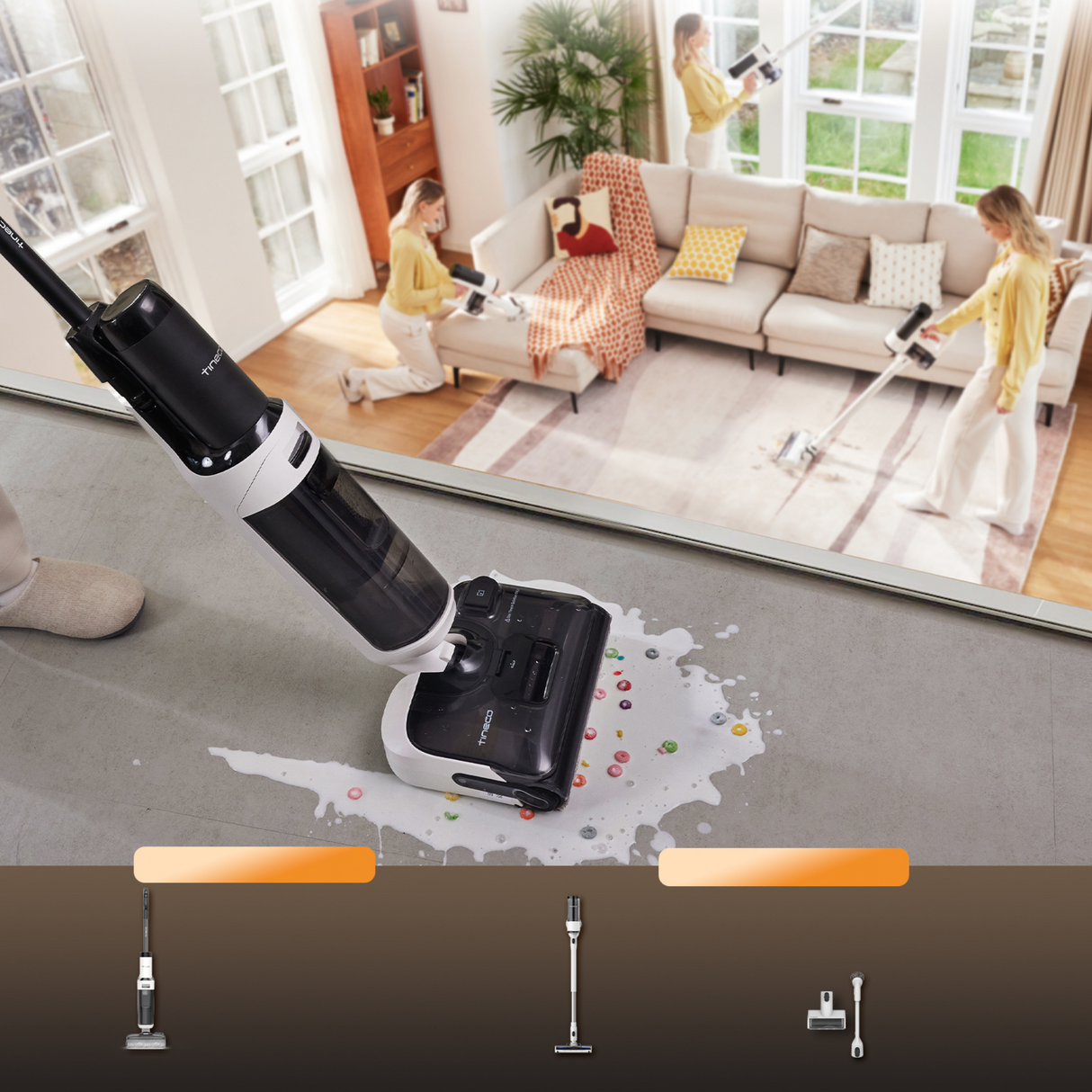 FLOOR ONE Switch S6 Stretch Plus - 65min, Smart 180° Lay Flat Wet Dry Cordless Vacuum Floor Washer & Mop Stick