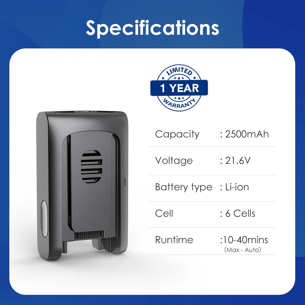 PURE ONE S15 Series Replacement Battery Pack (2500mAh)