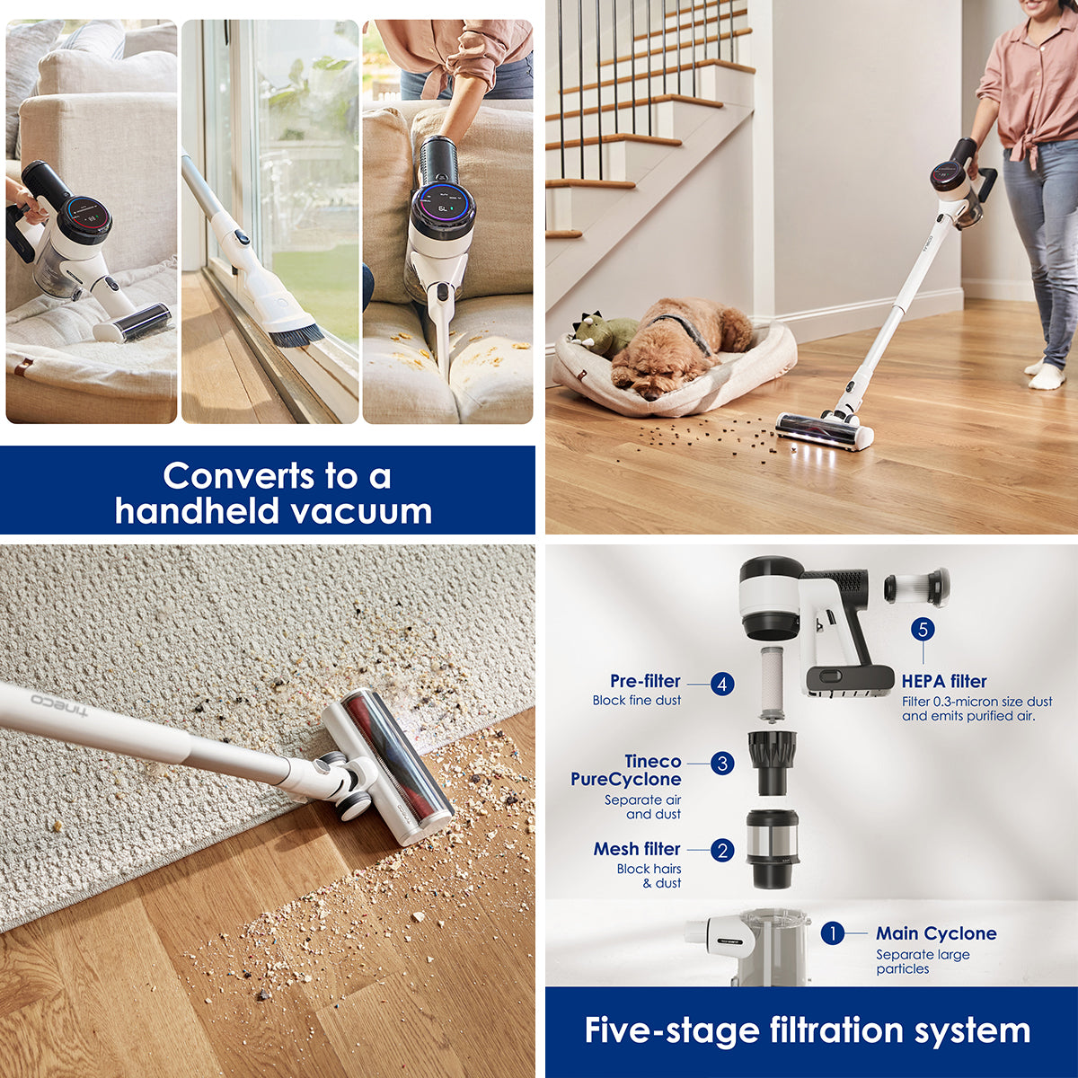 Tineco PURE ONE S15 PET - Smart Cordless Vacuum & HandVac Stick + MiniBrush