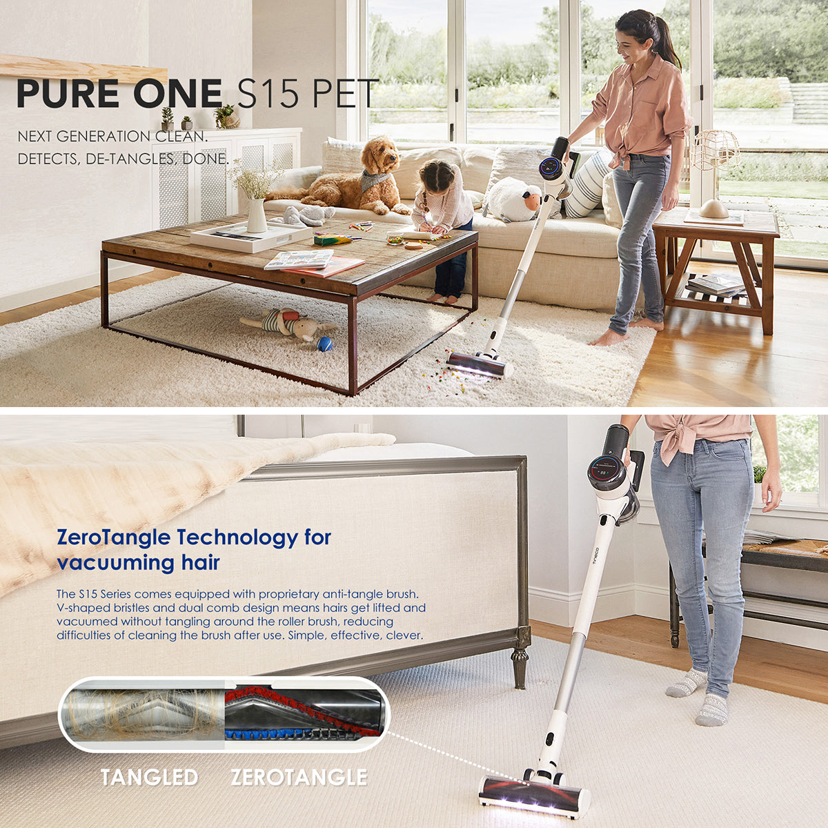 Tineco PURE ONE S15 PET - Smart Cordless Vacuum & HandVac Stick + MiniBrush