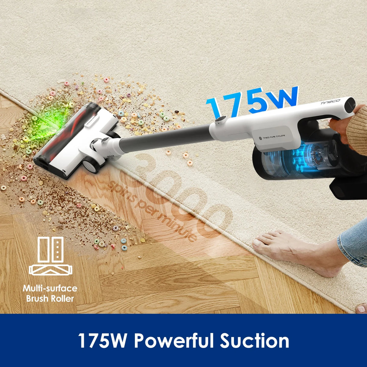 Tineco PURE ONE STATION 5 - Cordless Vacuum & Handvac Stick, 75 Min, 175W